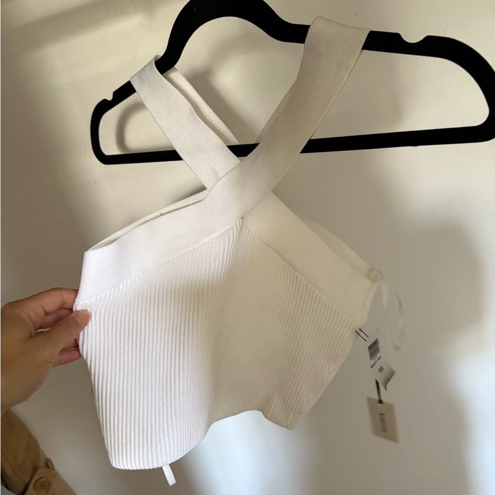 Aritzia White Cross-Strap Top